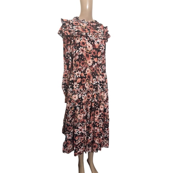 Rachel Parcell Black and Pink Floral fall Long Sleeve Dress - Picture 3 of 6